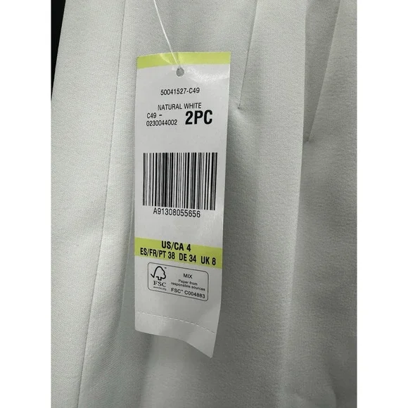 Le Suit Womans White 2-Piece Skirt Suit Set Sz 4 Lined Career Office - Picture 11 of 15